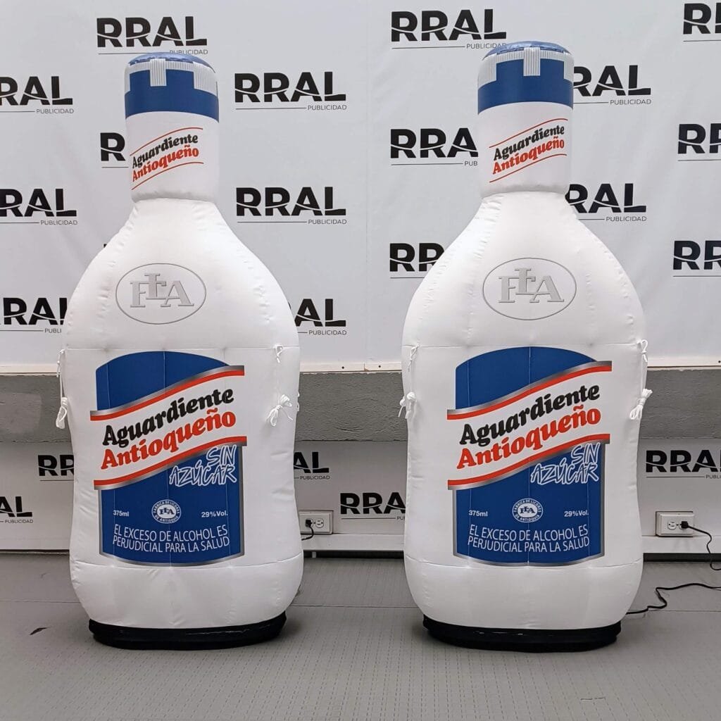Inflables Publicitarios Personalizados — Catálogo Completo RRAL 2 Botella de aguardiante antioqueño